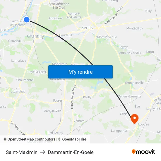 Saint-Maximin to Dammartin-En-Goele map