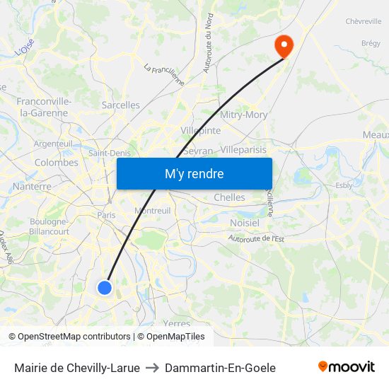 Mairie de Chevilly-Larue to Dammartin-En-Goele map