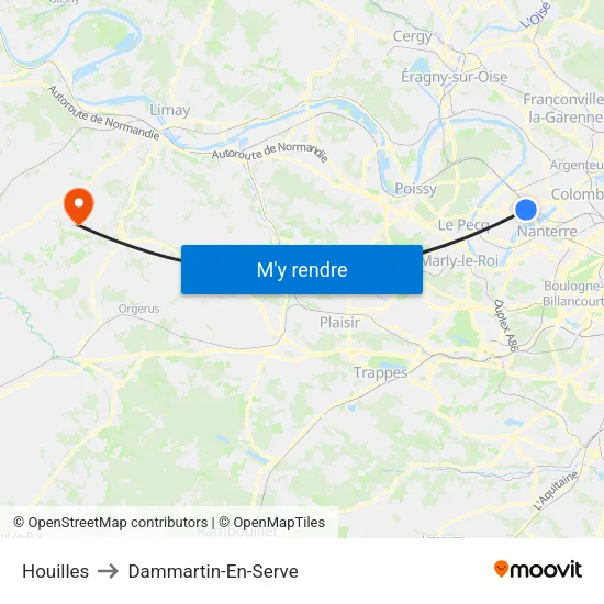 Houilles to Dammartin-En-Serve map