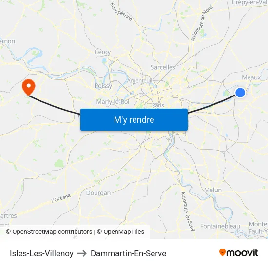 Isles-Les-Villenoy to Dammartin-En-Serve map