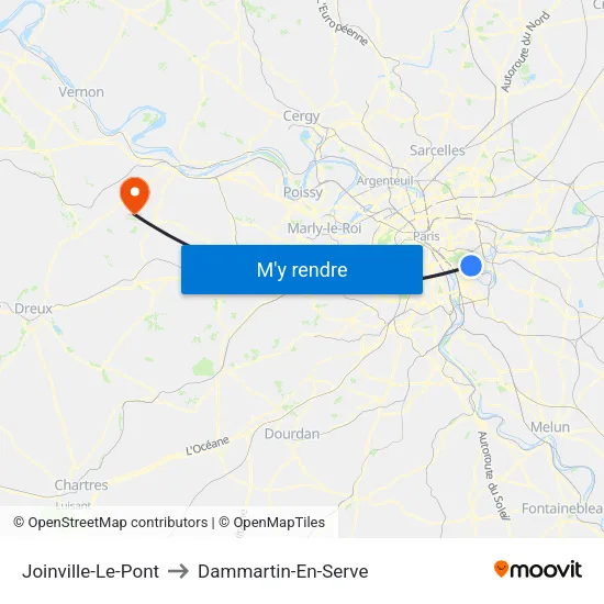 Joinville-Le-Pont to Dammartin-En-Serve map