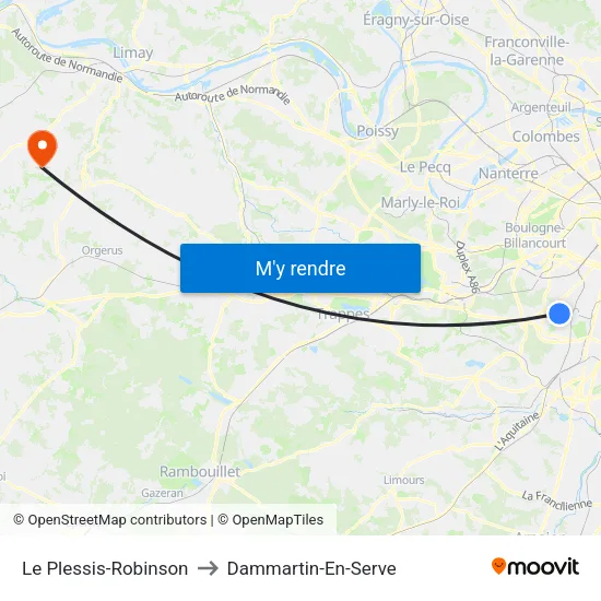 Le Plessis-Robinson to Dammartin-En-Serve map