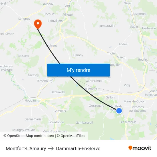 Montfort-L'Amaury to Dammartin-En-Serve map