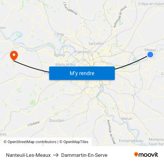 Nanteuil-Les-Meaux to Dammartin-En-Serve map