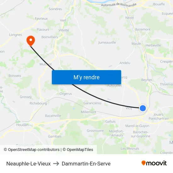 Neauphle-Le-Vieux to Dammartin-En-Serve map