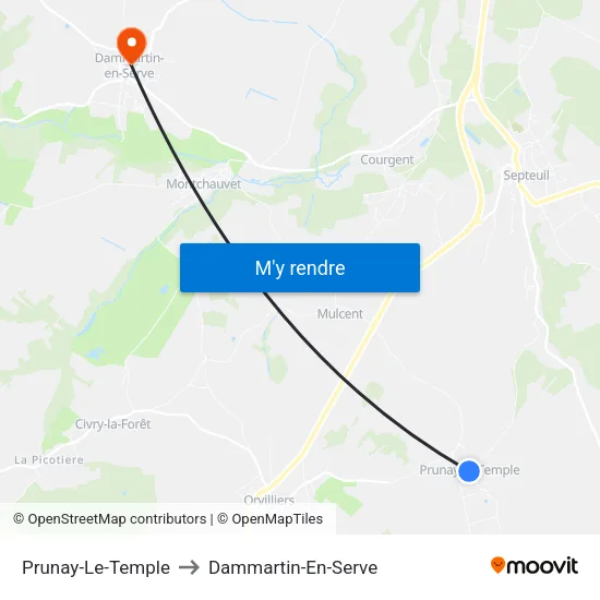 Prunay-Le-Temple to Dammartin-En-Serve map