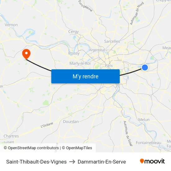 Saint-Thibault-Des-Vignes to Dammartin-En-Serve map