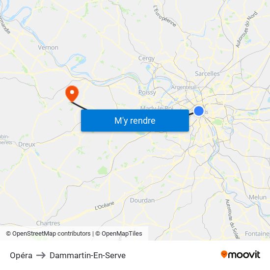 Opéra to Dammartin-En-Serve map