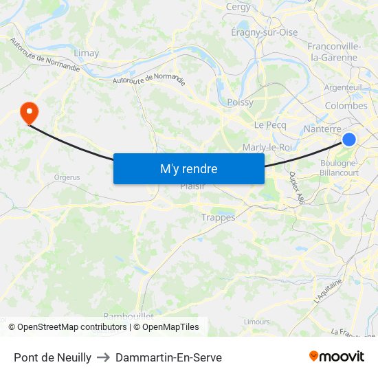 Pont de Neuilly to Dammartin-En-Serve map