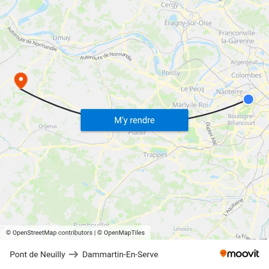 Pont de Neuilly to Dammartin-En-Serve map