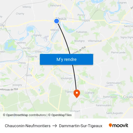 Chauconin-Neufmontiers to Dammartin-Sur-Tigeaux map