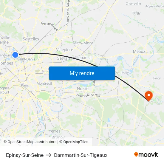 Epinay-Sur-Seine to Dammartin-Sur-Tigeaux map