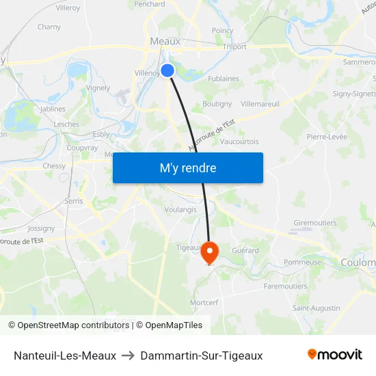 Nanteuil-Les-Meaux to Dammartin-Sur-Tigeaux map