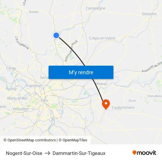 Nogent-Sur-Oise to Dammartin-Sur-Tigeaux map