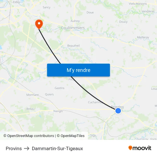 Provins to Dammartin-Sur-Tigeaux map