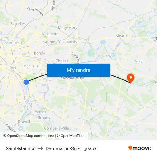 Saint-Maurice to Dammartin-Sur-Tigeaux map