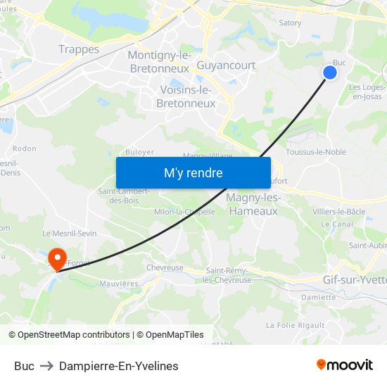 Buc to Dampierre-En-Yvelines map