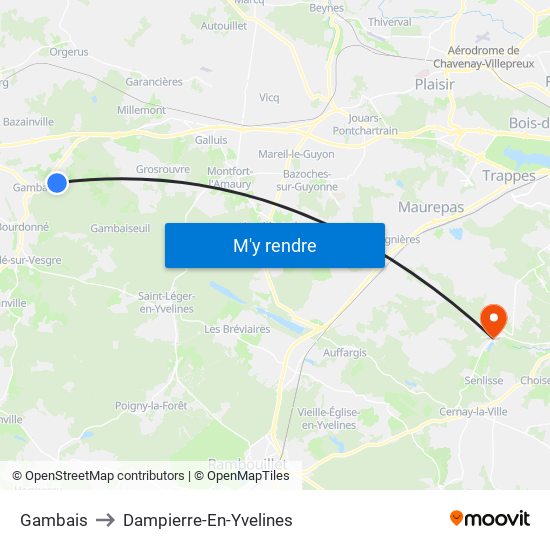 Gambais to Dampierre-En-Yvelines map