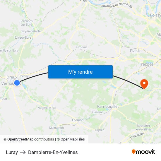 Luray to Dampierre-En-Yvelines map