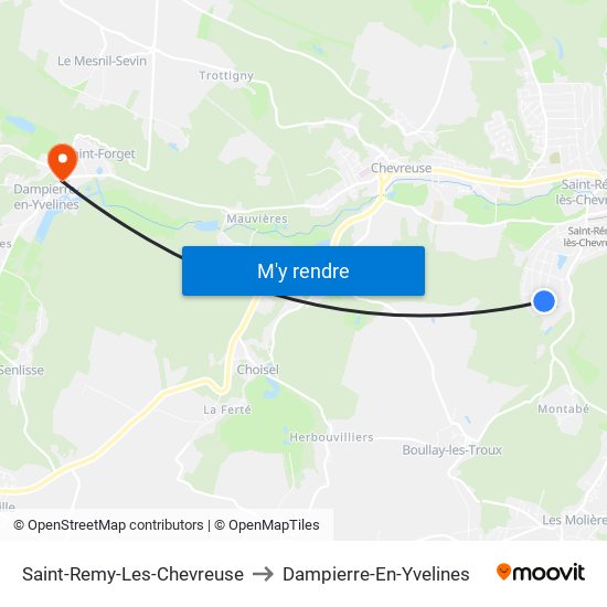 Saint-Remy-Les-Chevreuse to Dampierre-En-Yvelines map
