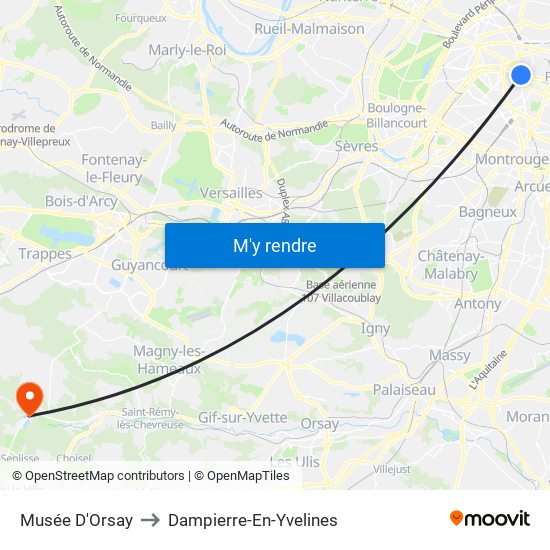 Musée D'Orsay to Dampierre-En-Yvelines map