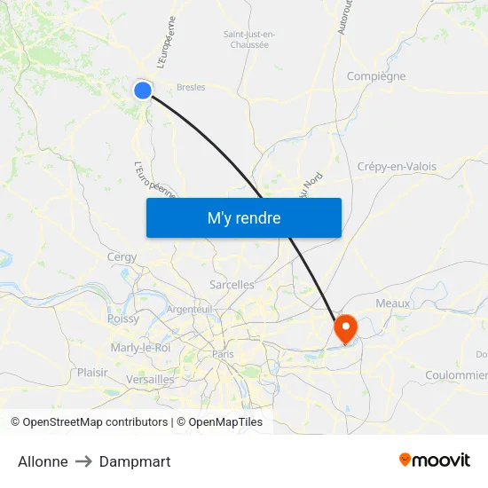 Allonne to Dampmart map
