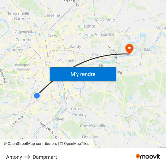 Antony to Dampmart map