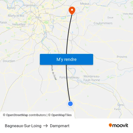 Bagneaux-Sur-Loing to Dampmart map