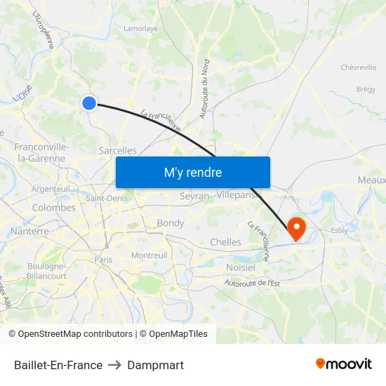 Baillet-En-France to Dampmart map