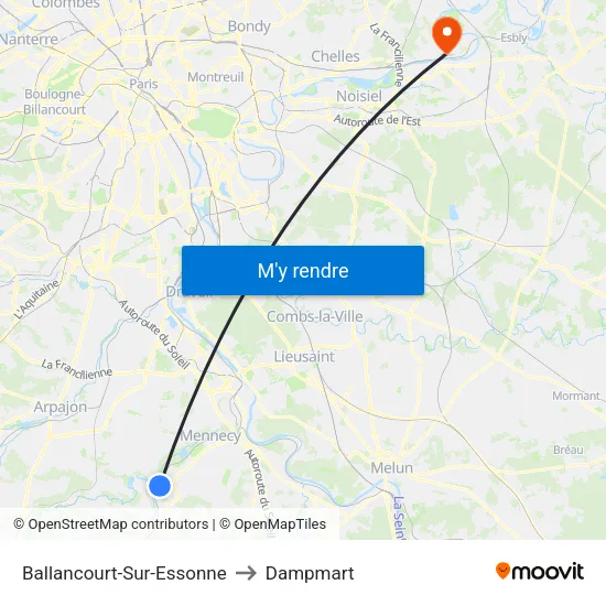 Ballancourt-Sur-Essonne to Dampmart map