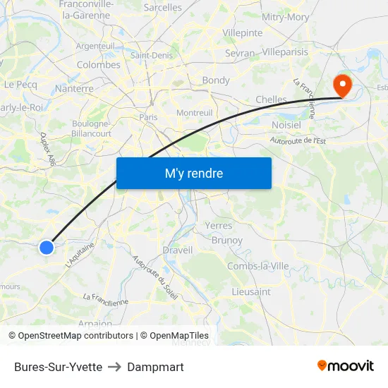 Bures-Sur-Yvette to Dampmart map