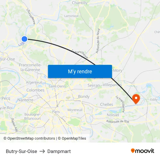 Butry-Sur-Oise to Dampmart map