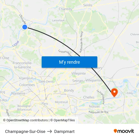Champagne-Sur-Oise to Dampmart map
