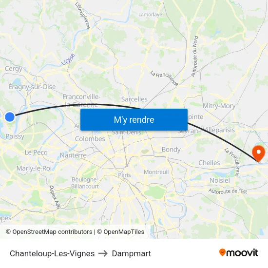Chanteloup-Les-Vignes to Dampmart map
