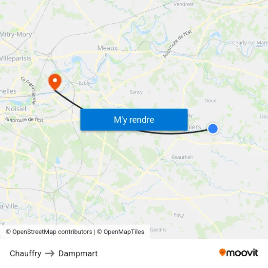 Chauffry to Dampmart map