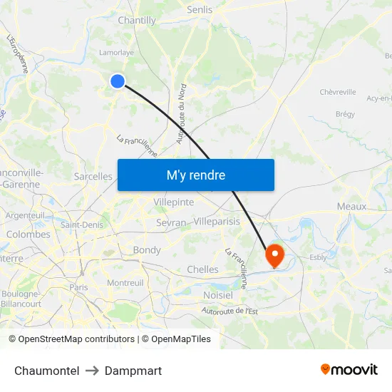Chaumontel to Dampmart map