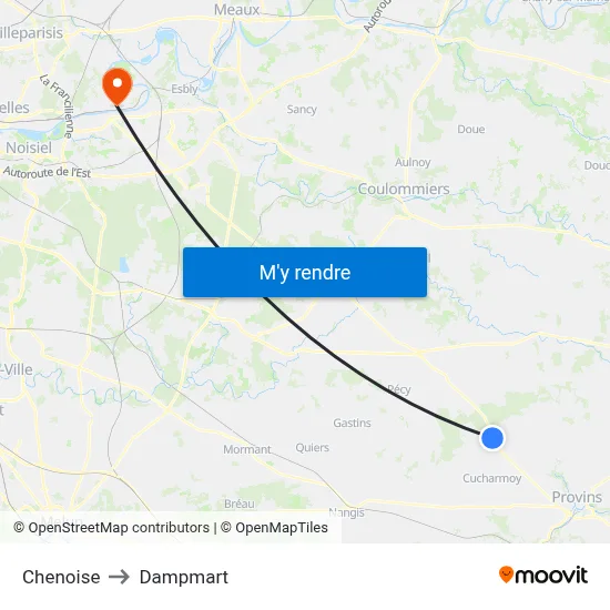 Chenoise to Dampmart map