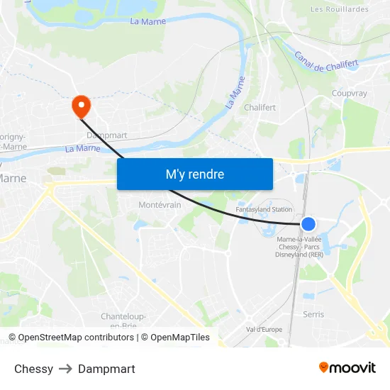 Chessy to Dampmart map