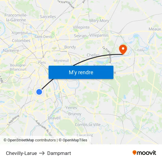 Chevilly-Larue to Dampmart map