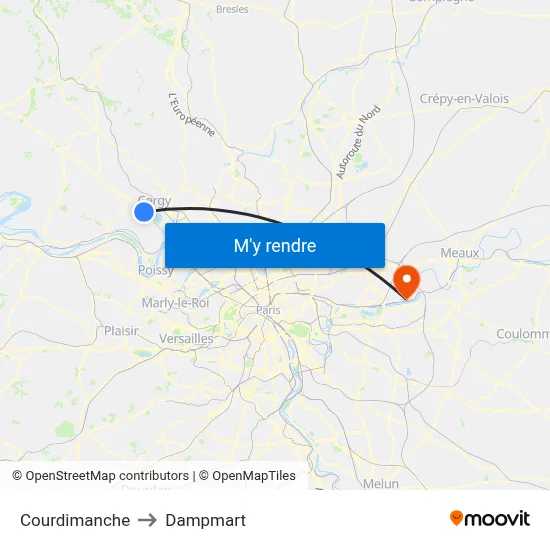 Courdimanche to Dampmart map