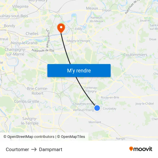 Courtomer to Dampmart map