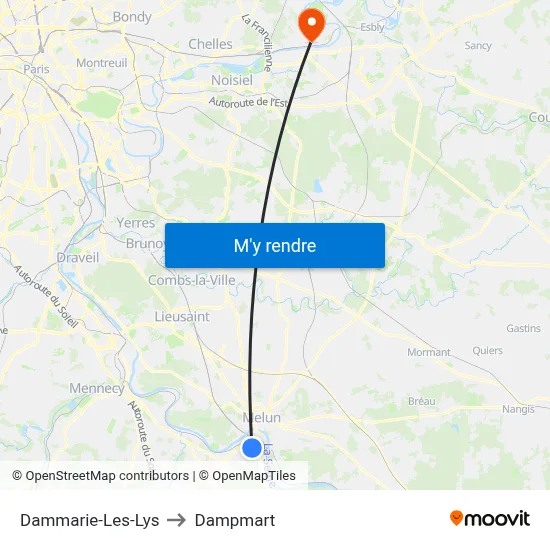 Dammarie-Les-Lys to Dampmart map