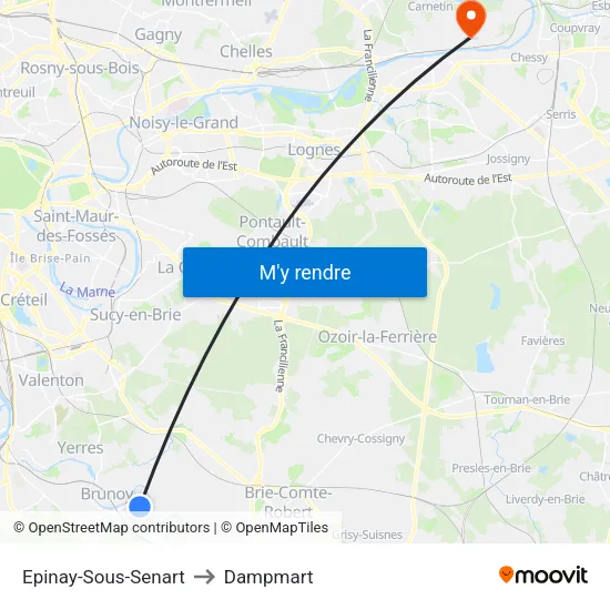 Epinay-Sous-Senart to Dampmart map