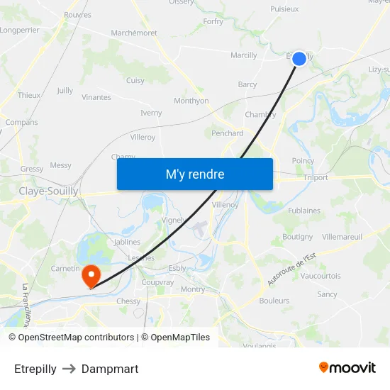 Etrepilly to Dampmart map