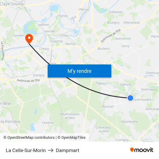 La Celle-Sur-Morin to Dampmart map
