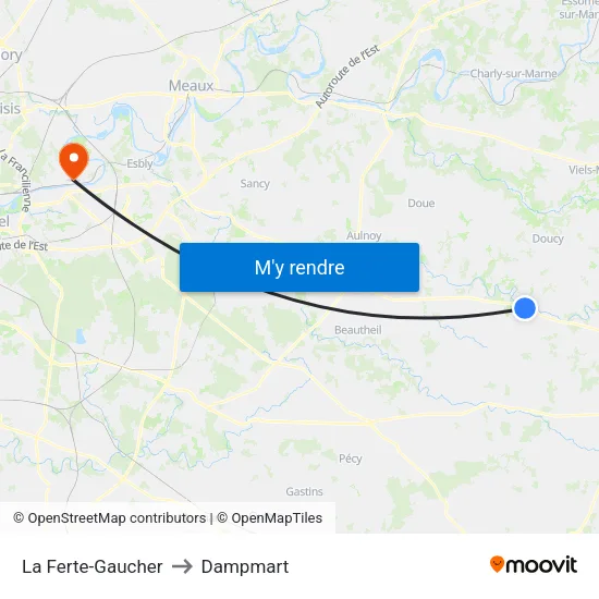 La Ferte-Gaucher to Dampmart map