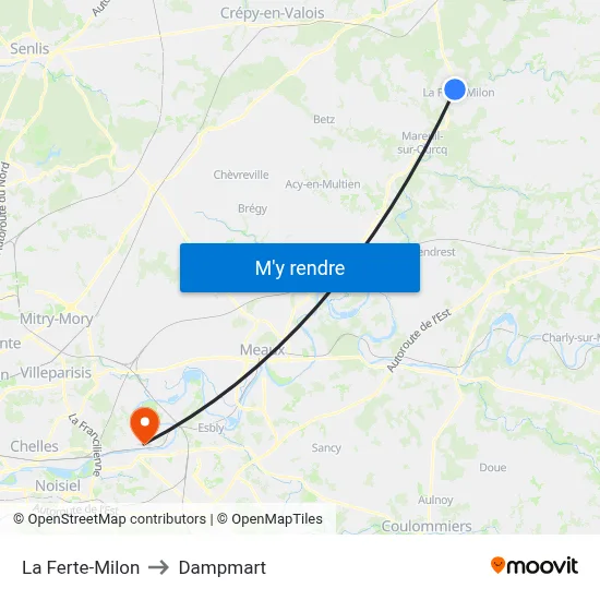 La Ferte-Milon to Dampmart map