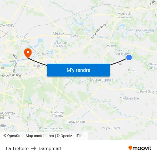 La Tretoire to Dampmart map