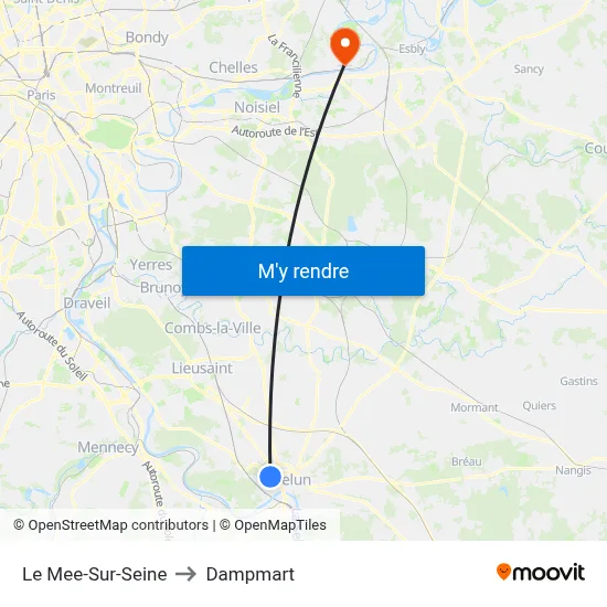 Le Mee-Sur-Seine to Dampmart map