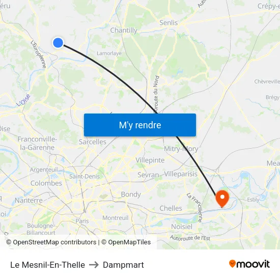 Le Mesnil-En-Thelle to Dampmart map